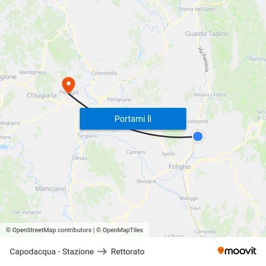 Capodacqua - Stazione to Rettorato map