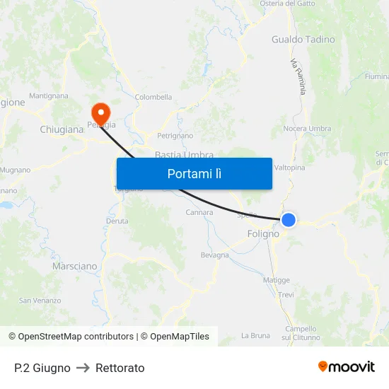 P.2 Giugno to Rettorato map