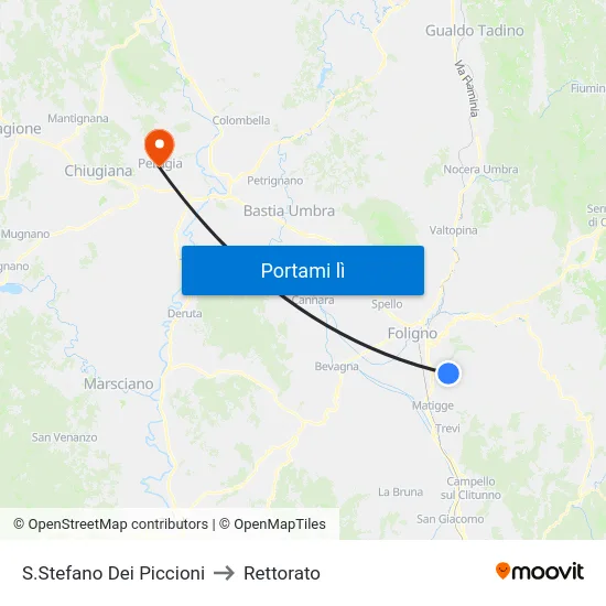 S.Stefano Dei Piccioni to Rettorato map