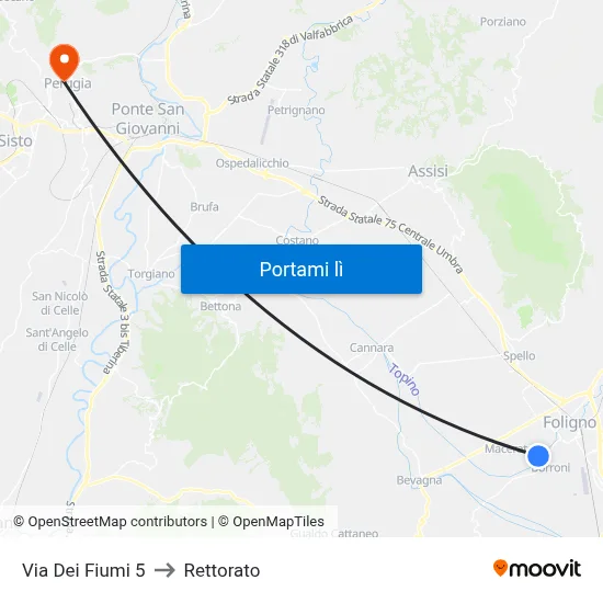 Via Dei Fiumi 5 to Rettorato map