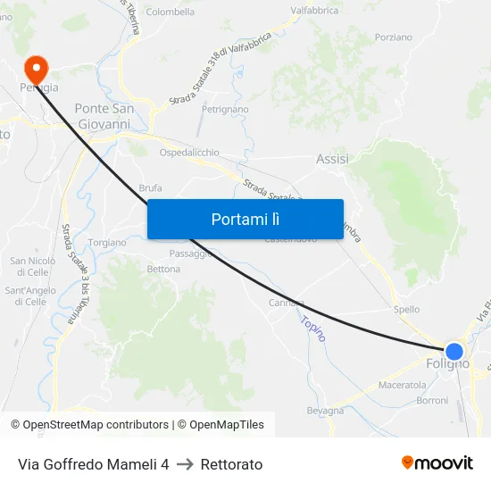 Via Goffredo Mameli 4 to Rettorato map