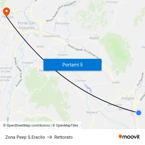 Zona Peep S.Eraclio to Rettorato map