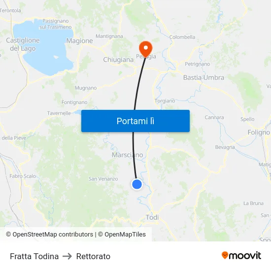 Fratta Todina to Rettorato map