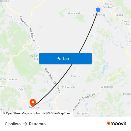 Cipolleto to Rettorato map