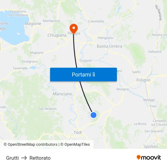 Grutti to Rettorato map
