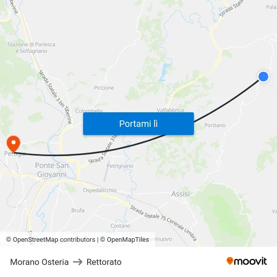Morano Osteria to Rettorato map