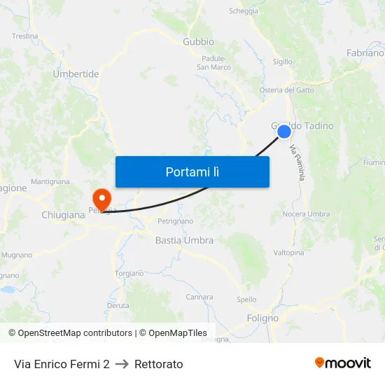 Via Enrico Fermi 2 to Rettorato map