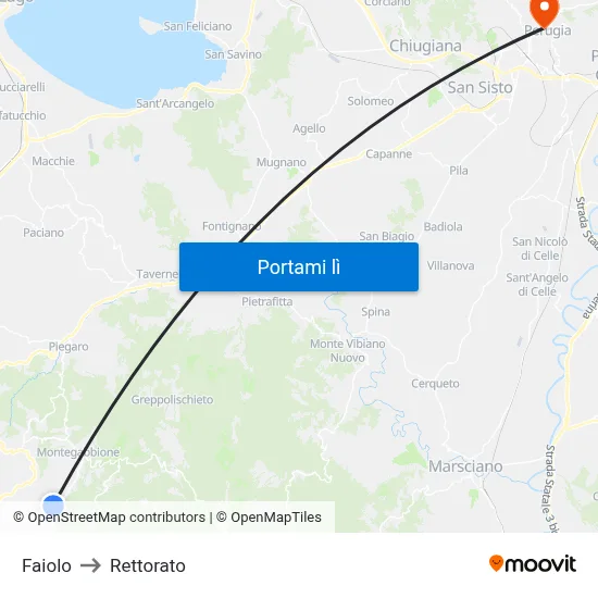 Faiolo to Rettorato map