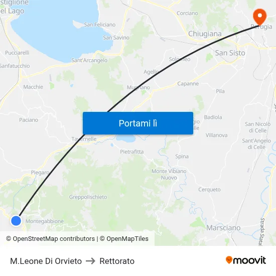 M.Leone Di Orvieto to Rettorato map