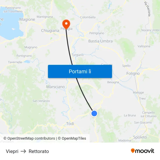 Viepri to Rettorato map