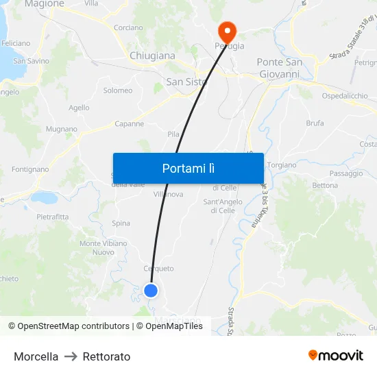 Morcella to Rettorato map