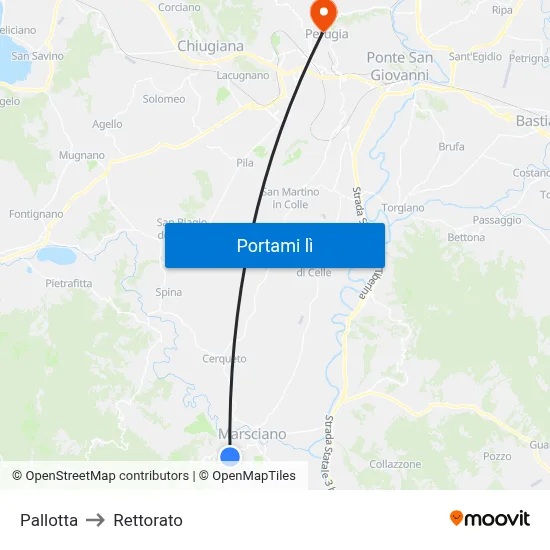 Pallotta to Rettorato map