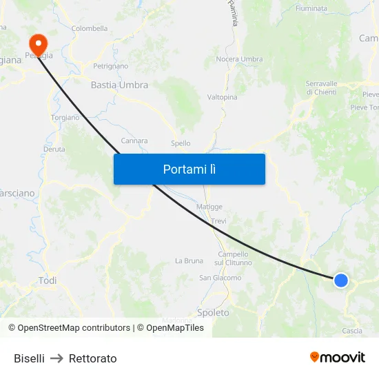 Biselli to Rettorato map