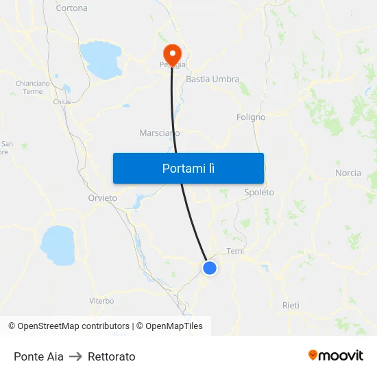 Ponte Aia to Rettorato map