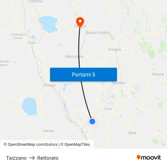 Taizzano to Rettorato map