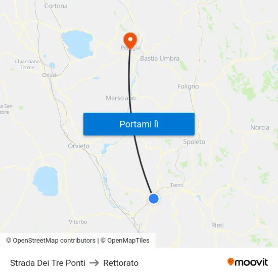Strada Dei Tre Ponti to Rettorato map