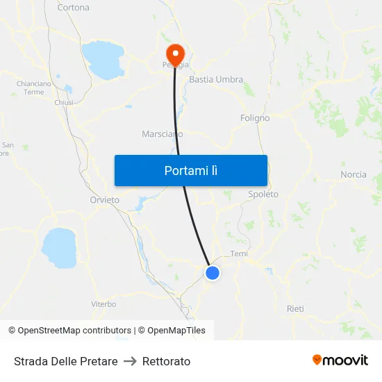 Strada Delle Pretare to Rettorato map