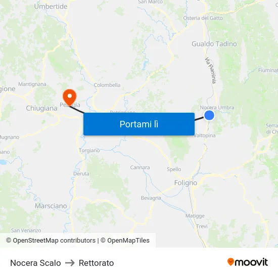 Nocera Scalo to Rettorato map