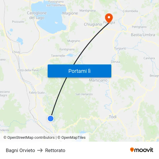 Bagni Orvieto to Rettorato map