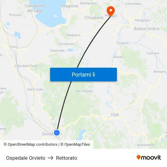 Ospedale Orvieto to Rettorato map