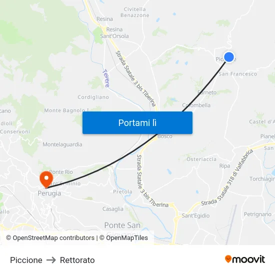 Piccione to Rettorato map