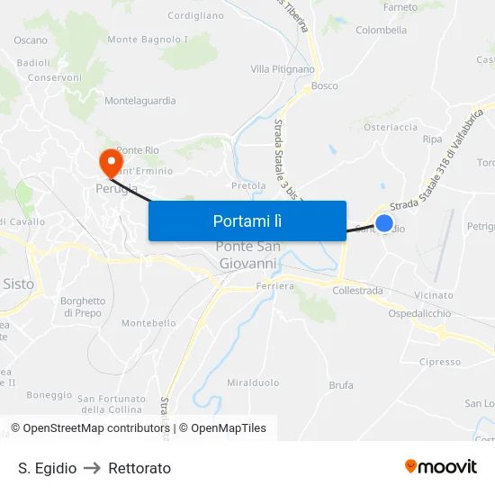 S. Egidio to Rettorato map