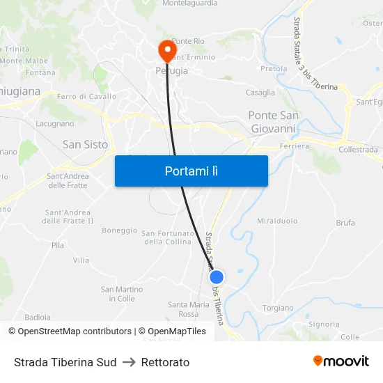 Strada Tiberina Sud to Rettorato map