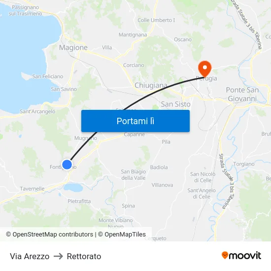 Via Arezzo to Rettorato map