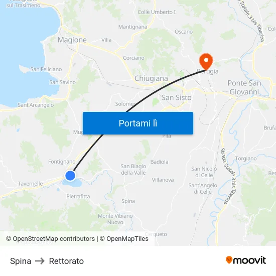 Spina to Rettorato map