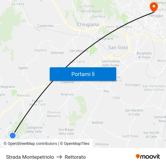 Strada Montepetriolo to Rettorato map