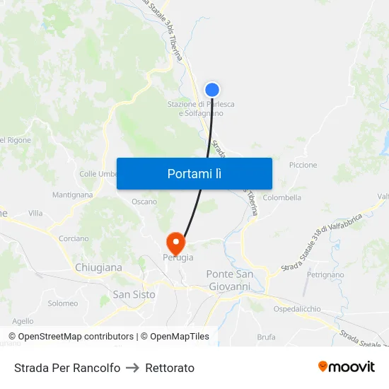 Strada Per Rancolfo to Rettorato map
