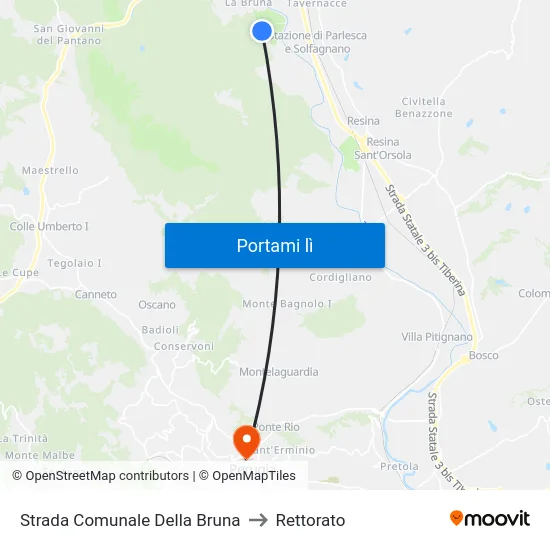 Strada Comunale Della Bruna to Rettorato map