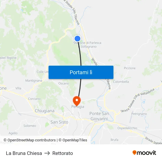 La Bruna Chiesa to Rettorato map