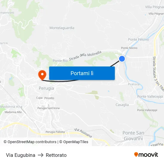 Via Eugubina to Rettorato map
