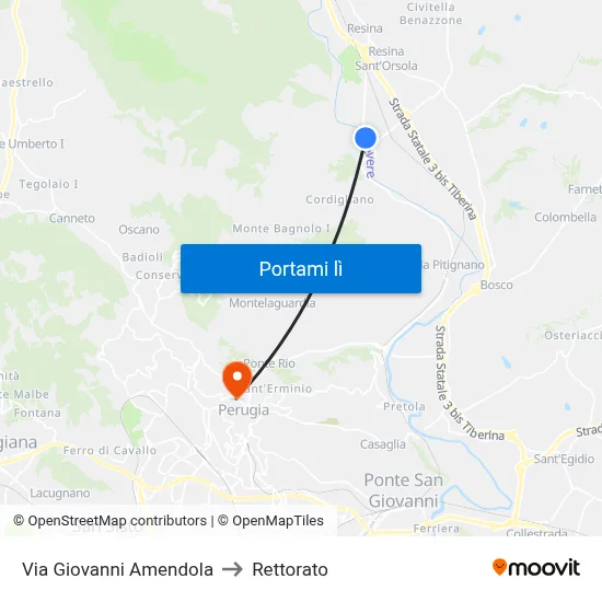 Via Giovanni Amendola to Rettorato map