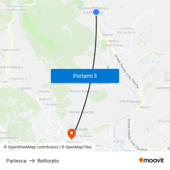 Parlesca to Rettorato map