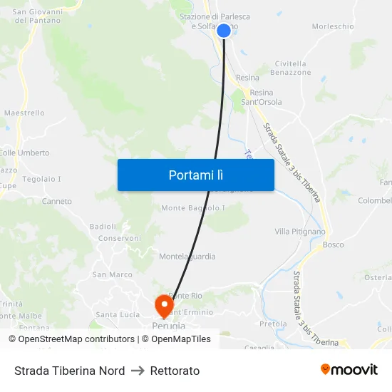Strada Tiberina Nord to Rettorato map