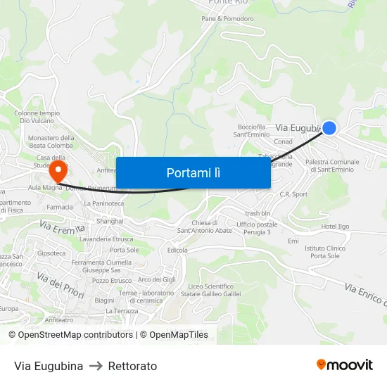 Via Eugubina to Rettorato map
