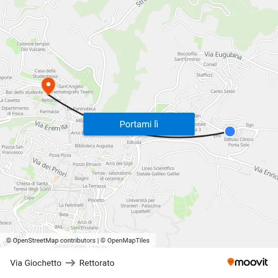 Via Giochetto to Rettorato map
