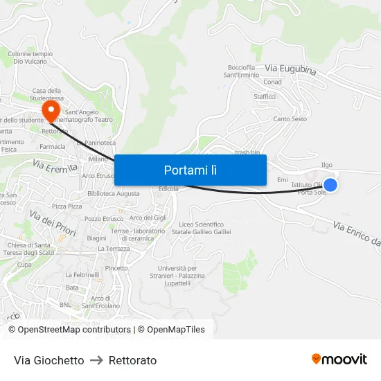 Via Giochetto to Rettorato map