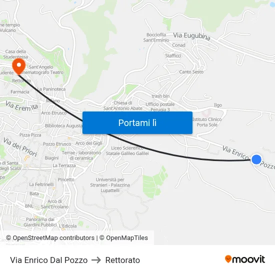 Via Enrico Dal Pozzo to Rettorato map