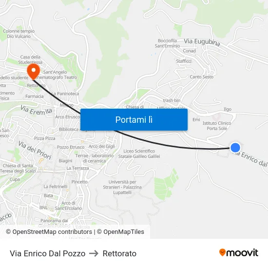 Via Enrico Dal Pozzo to Rettorato map