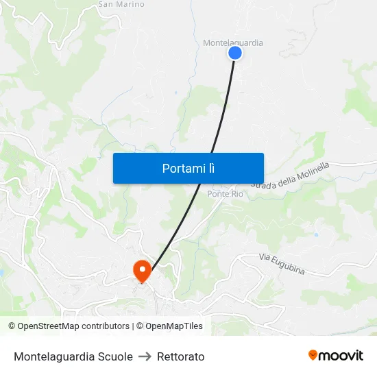 Montelaguardia Scuole to Rettorato map