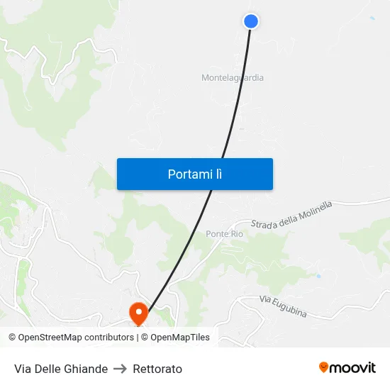 Via Delle Ghiande to Rettorato map