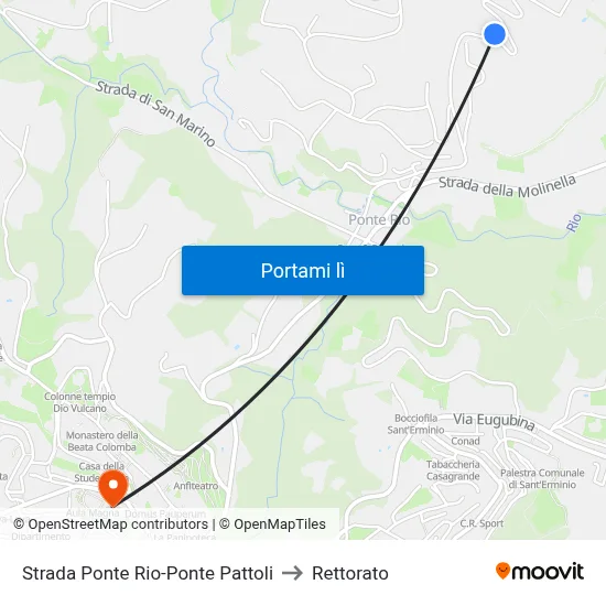 Strada Ponte Rio-Ponte Pattoli to Rettorato map