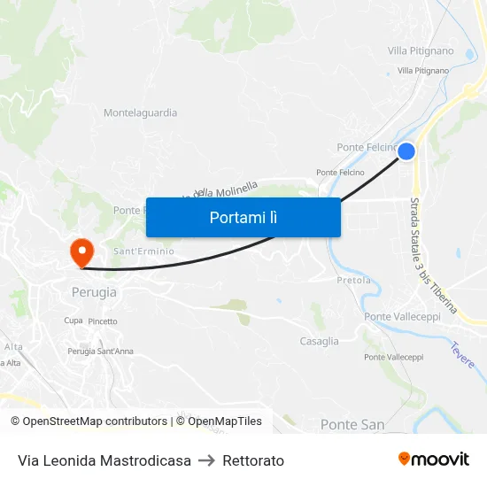 Via Leonida Mastrodicasa to Rettorato map