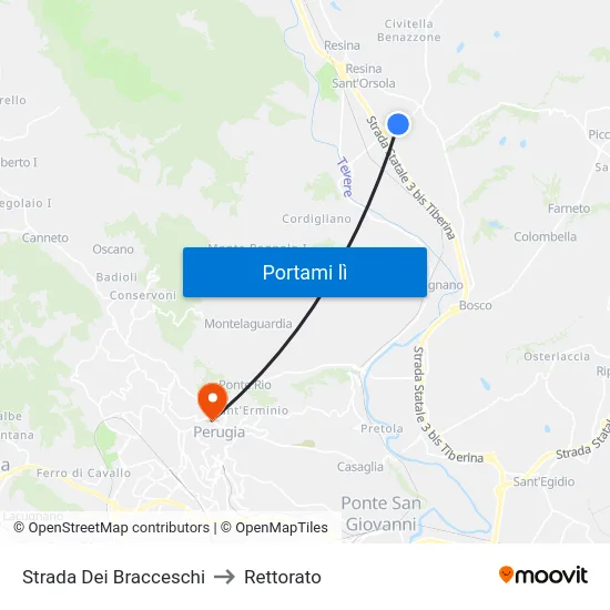 Strada Dei Bracceschi to Rettorato map