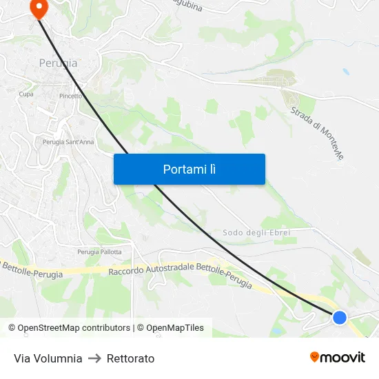 Via Volumnia to Rettorato map