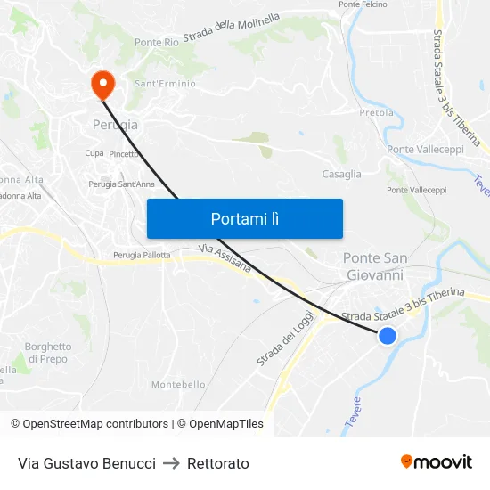 Via Gustavo Benucci to Rettorato map