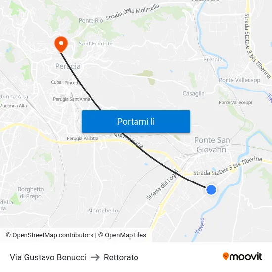 Via Gustavo Benucci to Rettorato map